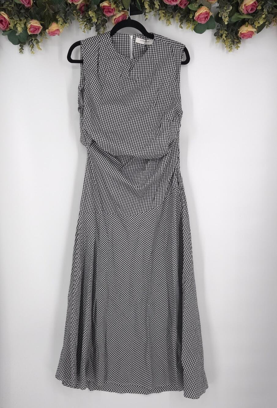 Commense Black and White Gingham Midi Dress Size XL NWT